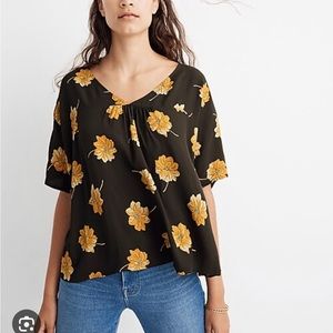 Madewell olive floral shirt